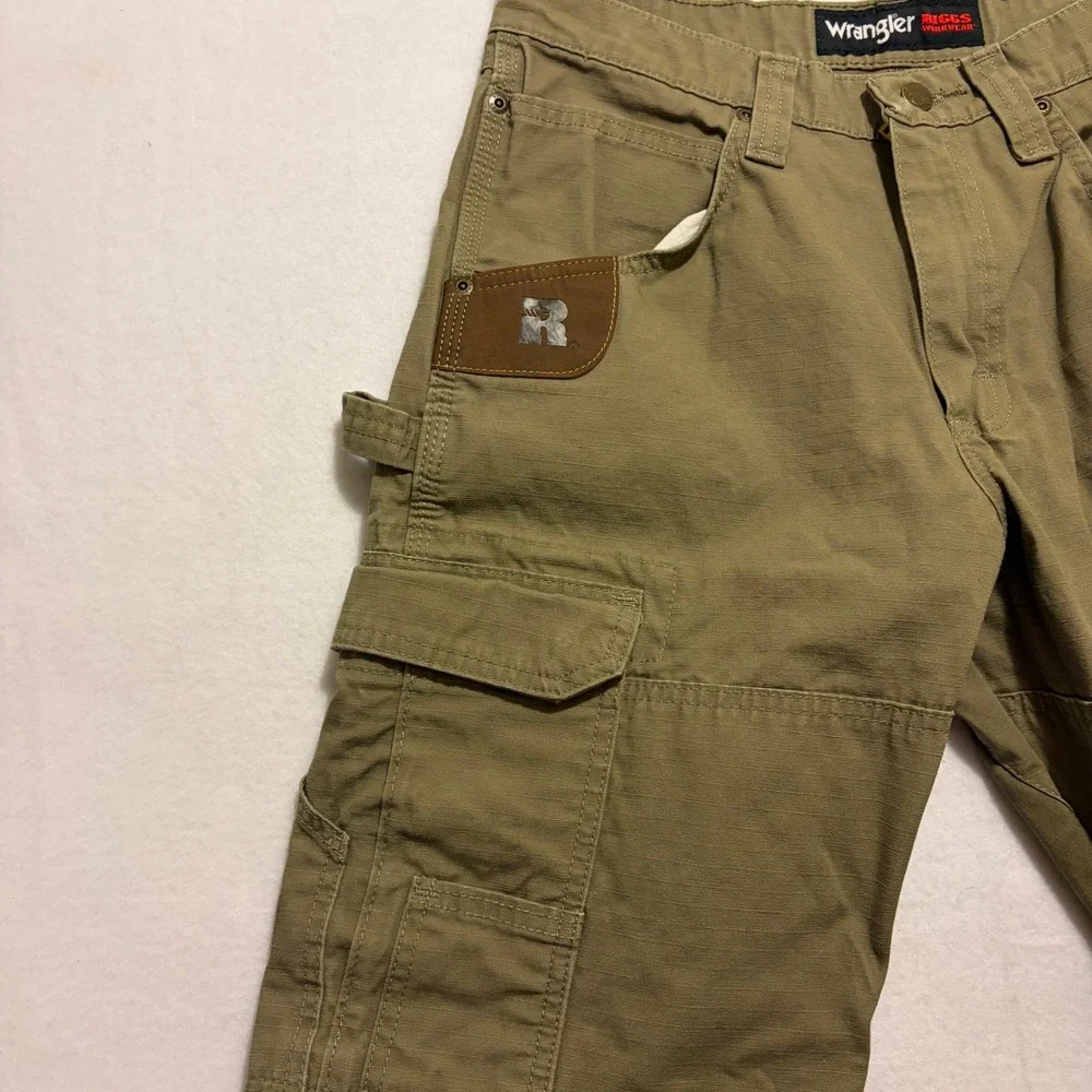 Wrangler Riggs Workwear Mens Bark Brown Ripstop Cargo Pants 3W060BR 30x30